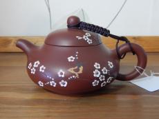 Original Yixing-Kanne, roter Ton (Zhuni),Klassische Kanne, 235g, 210ml, Kirschblüten