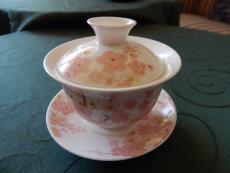 Porzellan-Gaiwan, Rosa Sakura, 160ml, klassische Form