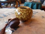 Keramik-Dose, ca 80g, Gold-Braun