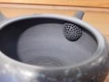 Tokonamekanne aus Japan, ca. 160ml, Tonsieb, hochwertig, grau mit Algenbrand, 130gr