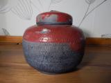 Raku-Dose, Lotusstempel, Höhe 12,5cm, 770g